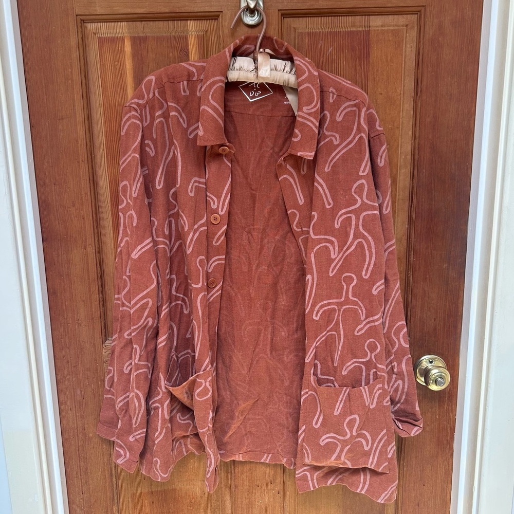 Human print long sleeve button up shirt